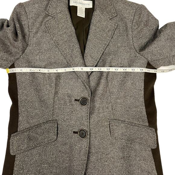 Liz Claiborne Blazer Jacket Brown Elbow Patch Wool Blend Women's S Dark Academia - Picture 4 of 16